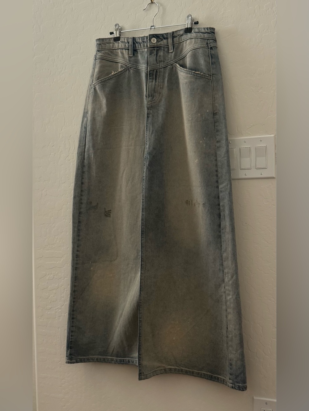 Free People We The Free Distressed Denim Skirt